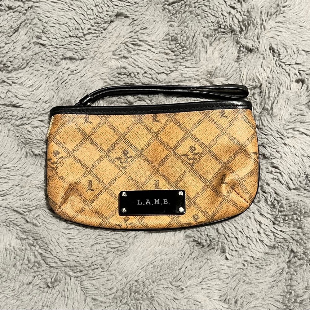 L.A.M.B. Women’s Brown Leather Wristlet
